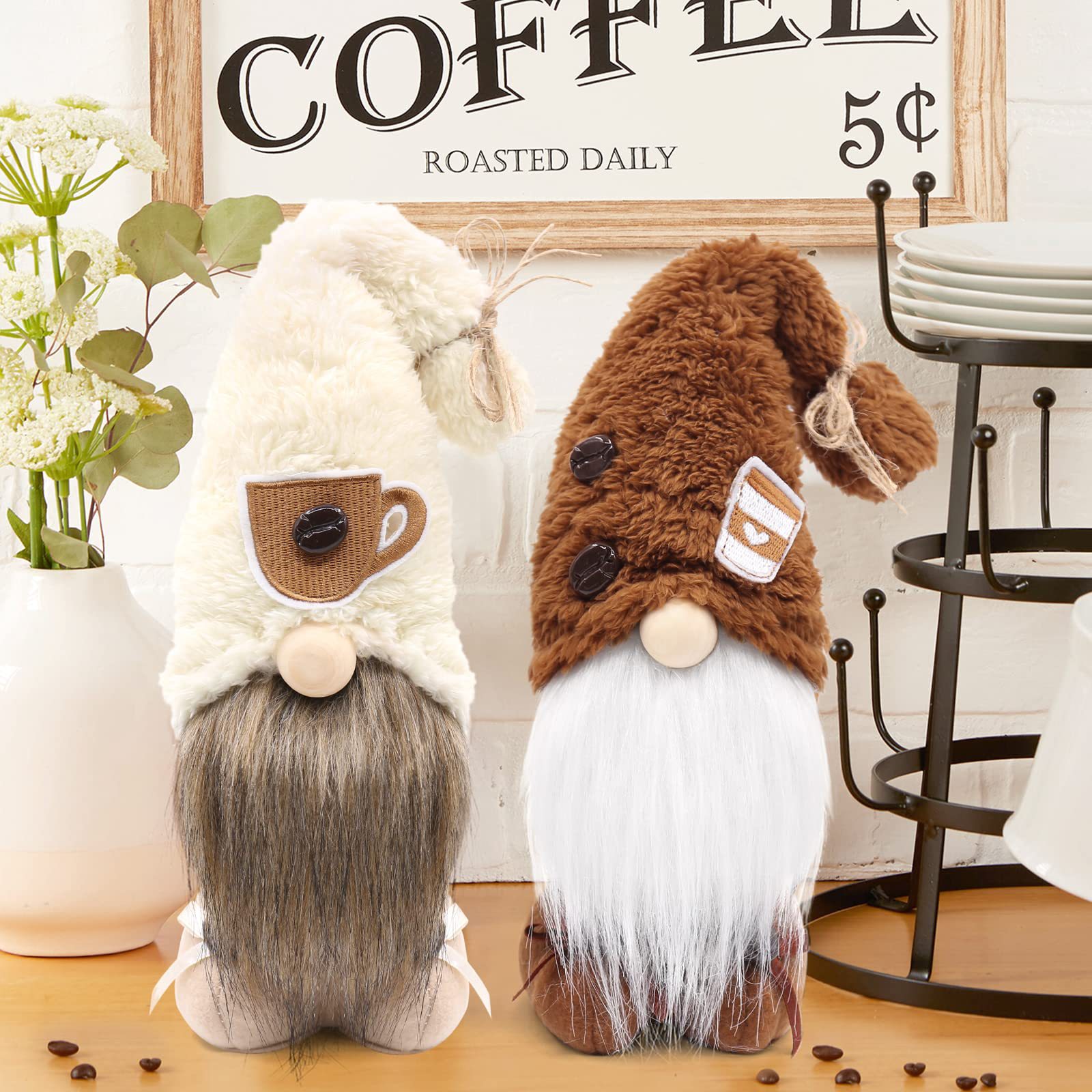 Transfronterizo nuevo café Festival Rudolf cara sin cara muñeca decoración creativa café pie muñeca ventana Decoración