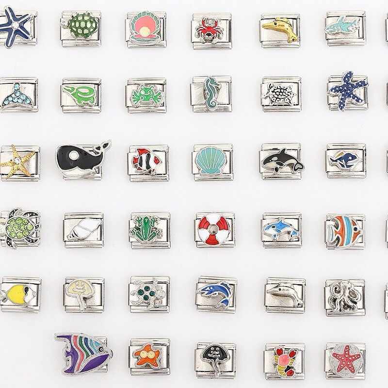 Stainless Steel Italian Module Bracelet Series Ocean Style DIY Elastic Bracelet Italian Charms