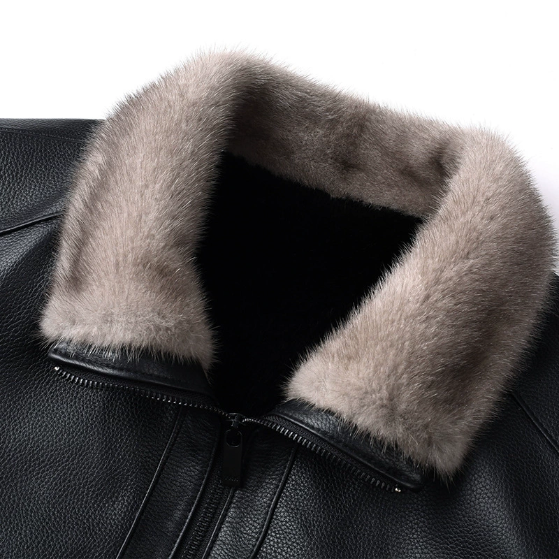 奇阿玛尼亚 Leather long liner for boys, jacket, cowhide, mid-length