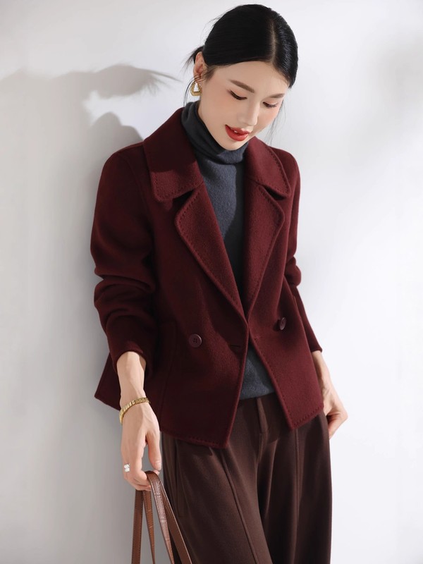 2025秋冬新款双面羊毛大衣女宽松韩版短款小个子呢子外套时尚百搭|undefined