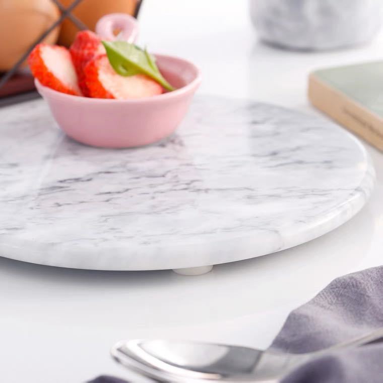 Estilo nórdico de mármol natural bandeja redonda bandeja de visualización de vídeo bandeja de almacenamiento fruta tabla de cortar bandeja accesorios de tiro
