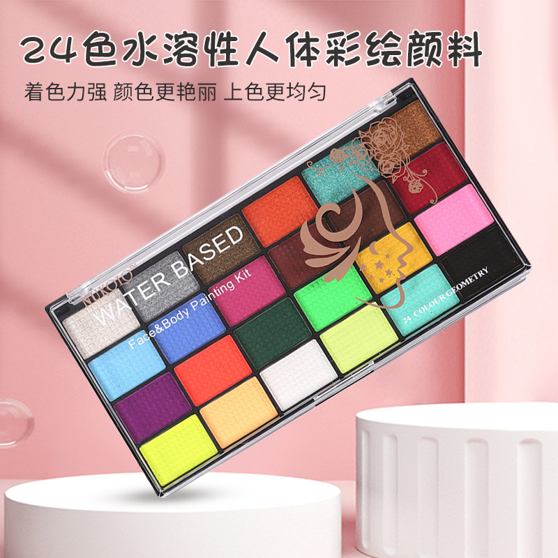 24-color pintura corporal soluble en agua pintura facial para niños halloween etapa maquillaje pintura crema