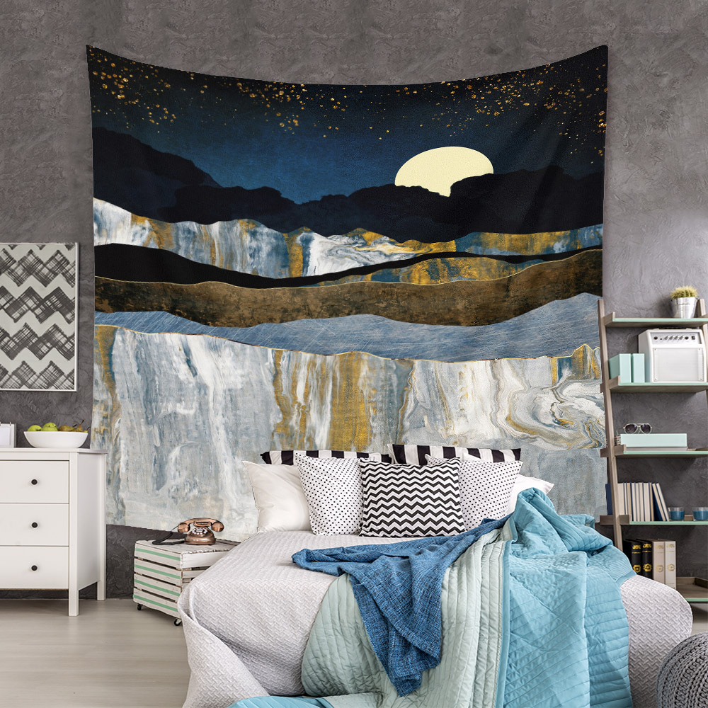 Bohemian Moon Mountain Painting Wall Cloth Decoration Tapestry Wholesale Nihaojewelry display picture 120