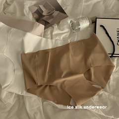 裸感速乾麵膜褲3D蜜桃臀冰絲無痕內褲女士夏季薄款健身瑜伽三角褲