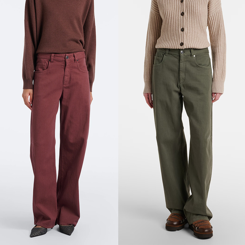 BC high-waisted straight-leg jeans for women, stretchy loose wide-leg pants, long pants in army green and burgundy, European and American style, 2026 model BC high-waisted straight-leg jeans for women, stretchy loose wide-leg pants, long pants in army green and burgundy, European and American style, 2026 model
