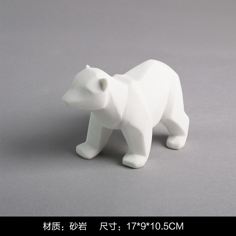 モダンでシンプルなかわいいペットの猫とクマの幾何学的な動物の装飾品北欧ホームモデルルームワインキャビネット子供部屋の装飾|undefined