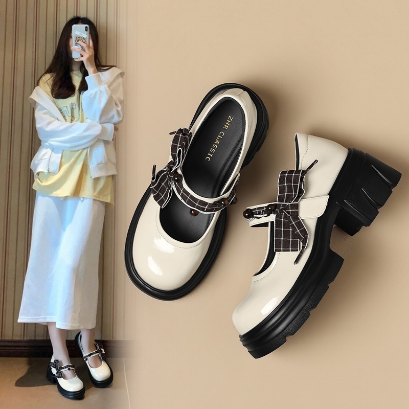 Giày Mary Jane nữ đế dày phong cách Anh Quốc, mũi nhọn, kiểu JK — AW188 màu đen