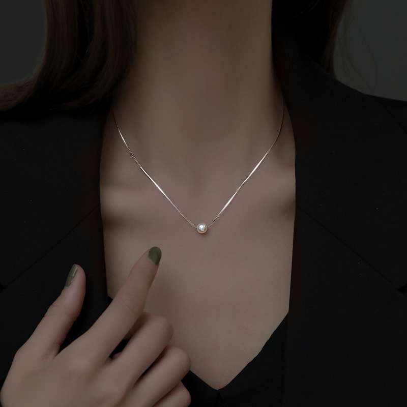 Minimalist Style Pearl Necklace Wholesale, Niche High-End Design, Simple and Luxurious, Japanese and Korean Style, Versatile Collarbone Chain for Women