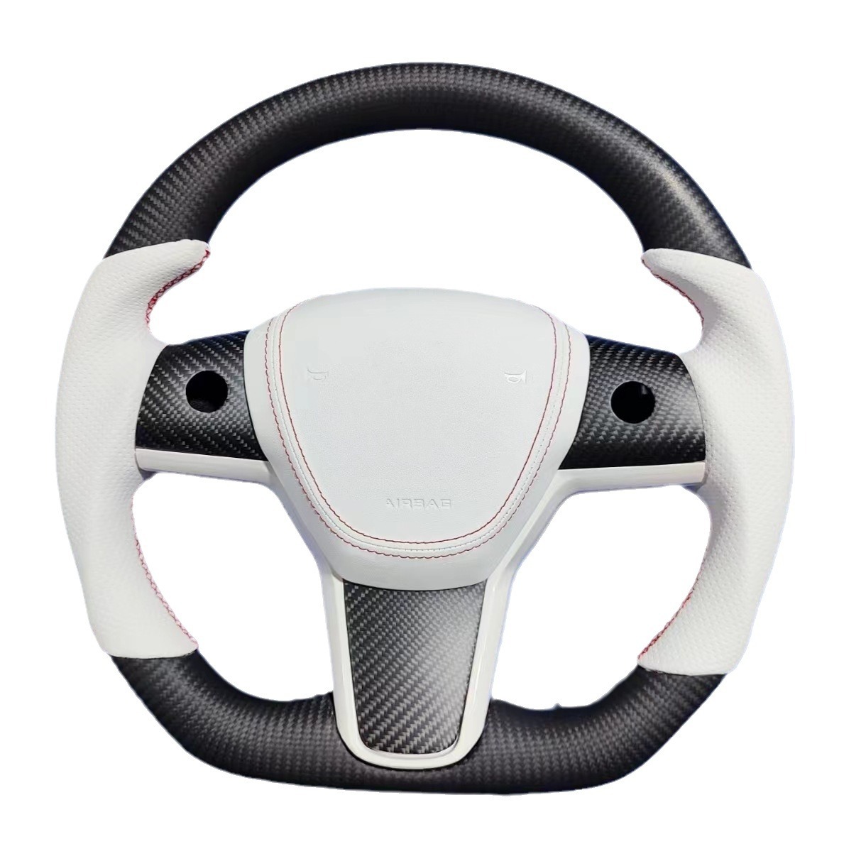 Aplicable a Tesla Modelo 3/Y modificado fibra de carbono volante actualización gamuza soja D-tipo volante
