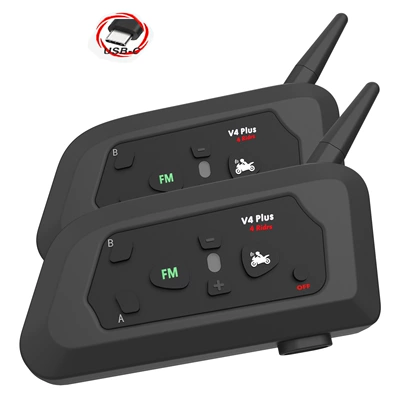 V4Plus Helmet Bluetooth Headset Motorcycle Motorcycle Helmet Headset - neutral-v4-plus-typec-double-pack-l