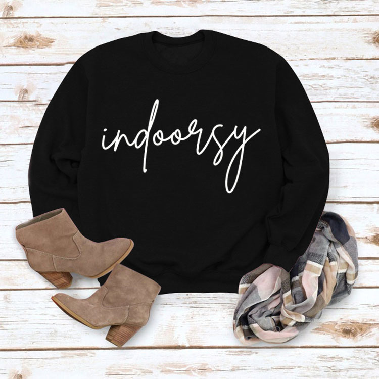 Indoorsy en stock Jersey cuello redondo europeo y americano Top manga larga impresa suelta simple suéter transfronterizo Comercio exterior al por mayor