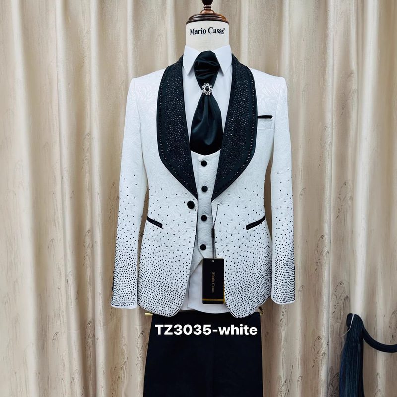 2026 Men's Suit Cross-Border Fashion New Style Rhinestone European and American Style Men's Suit Wedding Dress 3-Piece Set 2026 Men's Suit Cross-Border Fashion New Style Rhinestone European and American Style Men's Suit Wedding Dress 3-Piece Set