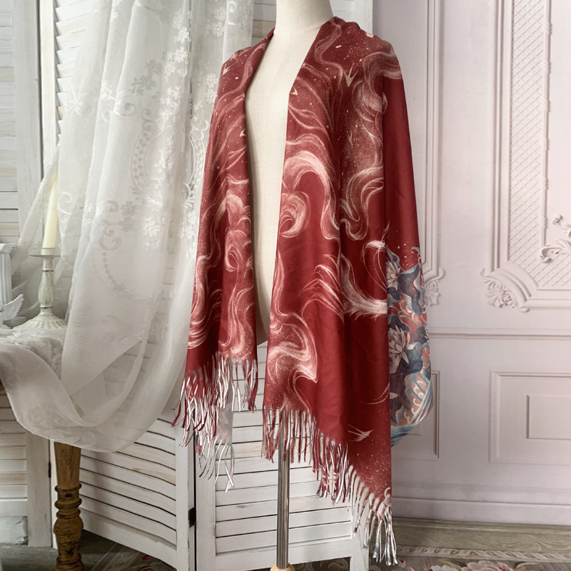 Moon Mu lolita bufandas bufandas originales otoño y invierno engrosado calentamiento bufandas de cachemira para mujeres de doble uso largo versátil