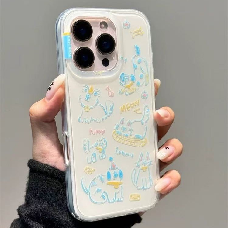 Ilustración de gato de línea blanca de arroz de concha única nk