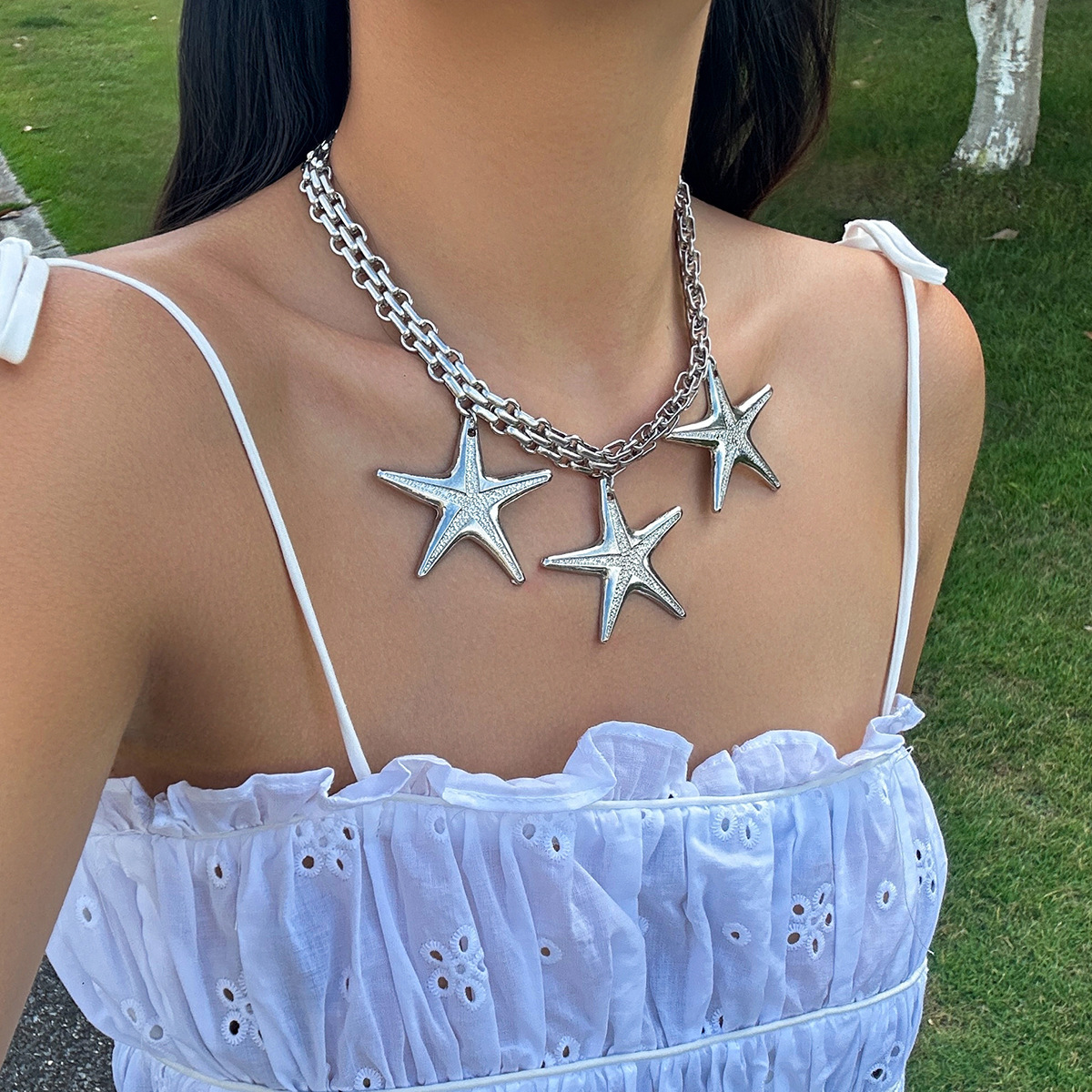 77g Weight CCB, Alloy Pendant Material Pendant Necklace Classification Iron Chain Material 1 Piece Quantity Holiday, Daily Occasion CCB, Alloy, Iron Material Star, Heart Shape Pattern Women's Gender Casual, Simple Style Style Casual Simple Style Star Heart Shape CCB Alloy Iron Wholesale Pendant Necklace 13