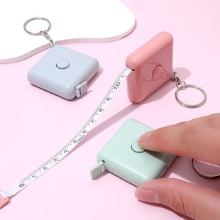 Factory direct square tape measure with key chain Nordic style simple automatic shrink mini tape measure soft tape measure logo