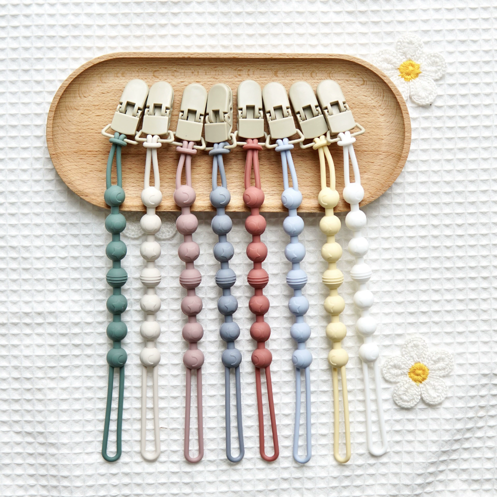 Трансграничные ins Детские интегрированы силиконовые цепи Непористые буковые зажимы соски для предотвращения спадов цепи