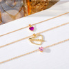 Fashionable fuchsia diamond necklace, suitable for import, European style, wholesale