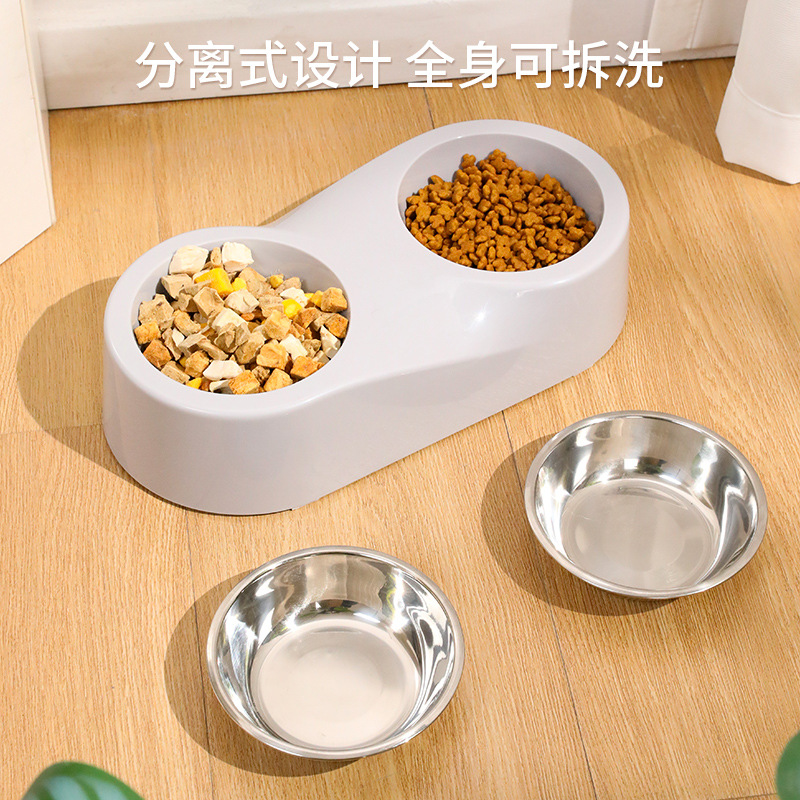 Pipitao original espesado ABS antideslizante perro cuenco desvanecimiento ∞ palabra mascota doble tazón mediano y perro grande perro de acero inoxidable