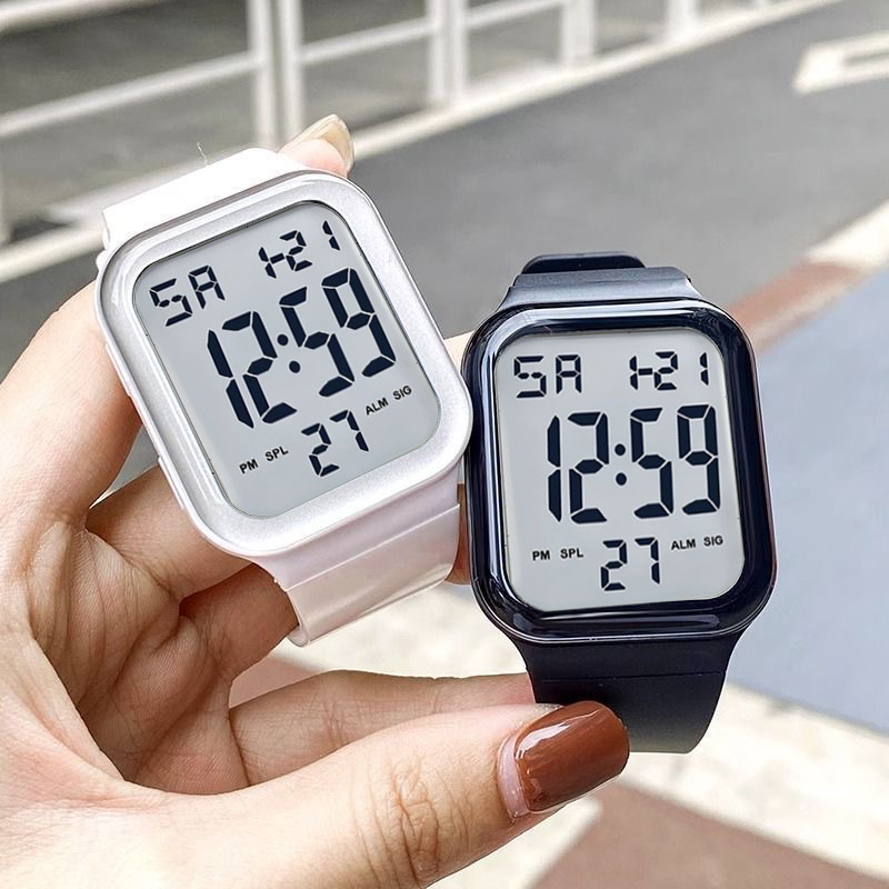 Square Watch New Model Ultra-Soft Silicone Strap Luminous Multi-Functional Trendy Sports Electronic Watch Manufacturer Wholesale