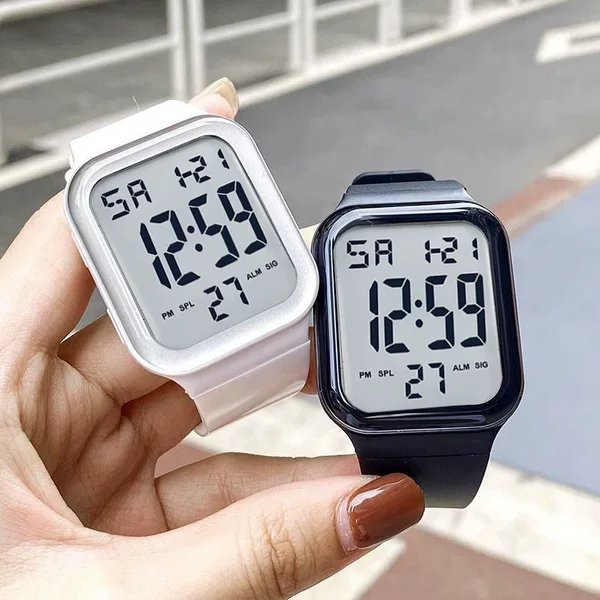 Square Watch New Model Ultra-Soft Silicone Strap Luminous Multi-Functional Trendy Sports Electronic Watch Manufacturer Wholesale