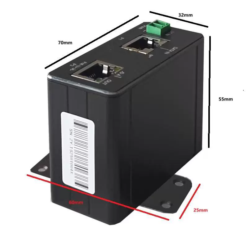25W изоляционный PoE-сплиттер (PD25A-GL), индустриальный, для монтажа на DIN‑рейку / стену / столешницу