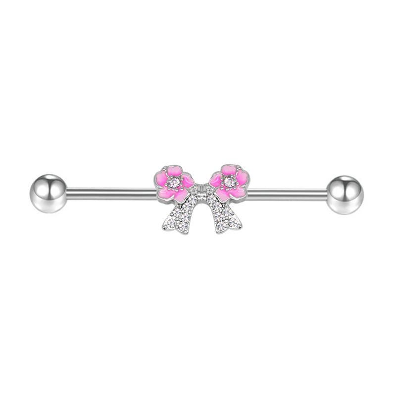 Pink Cherry Blossom Belly Button Ring Body Piercing Jewelry_voghion.com