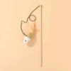 Wooden pole cat teasing stick [linen mouse style]