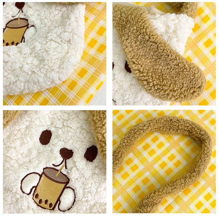 This autumn and winter hand-held bag with big ears, cute animal-embroidered fur, and a simple lambskin large-capacity student backpack undefined