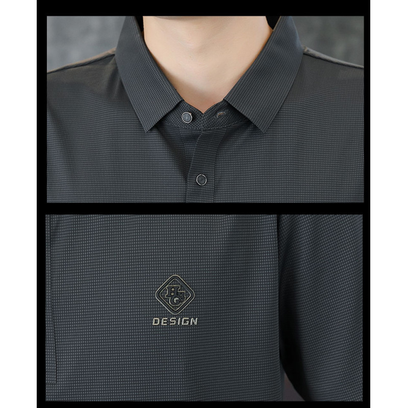 Verano nuevo estilo de manga corta de seda de hielo sin costuras polo para hombres de gama alta de nailum de secado rápido camiseta casual de solapa para hombres