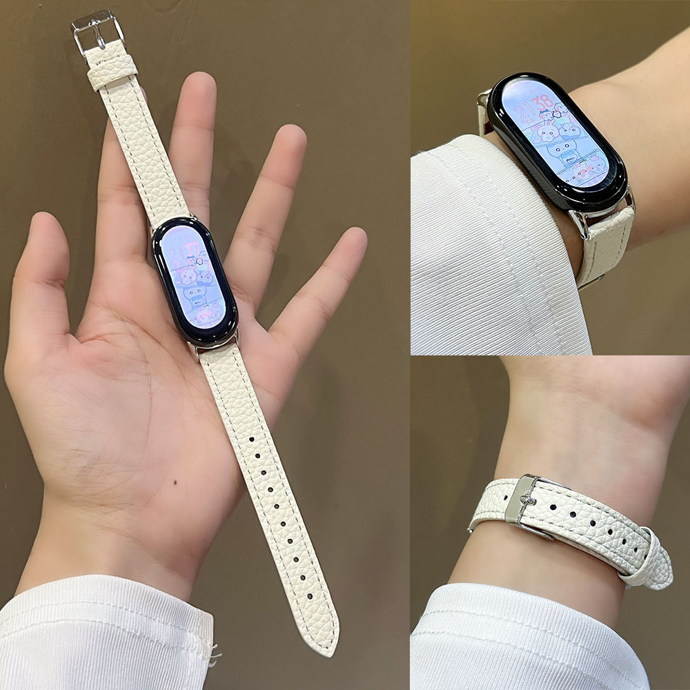 Suitable for Xiaomi Mi Band 10 Watch Strap Xiaomi 9/8Nfc Pebbled Pattern Accessible Luxury High-End Watch Strap Leather Women's Wristband