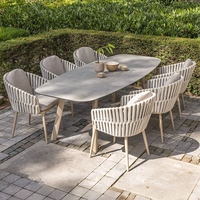 Mesa y silla de ocio al aire libre sala de sol combinación silla de jardín interior y exterior patio villa al aire libre a prueba de agua silla de vidre protector solar