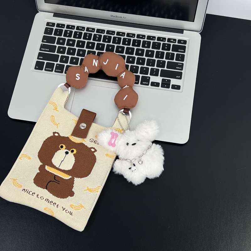 新しいかわいい韓国スタイルのスクエアバッグ漫画ニットバッグ携帯電話バッグ多用途ミニショルダークロスボディハンドバッグ女性のための|undefined