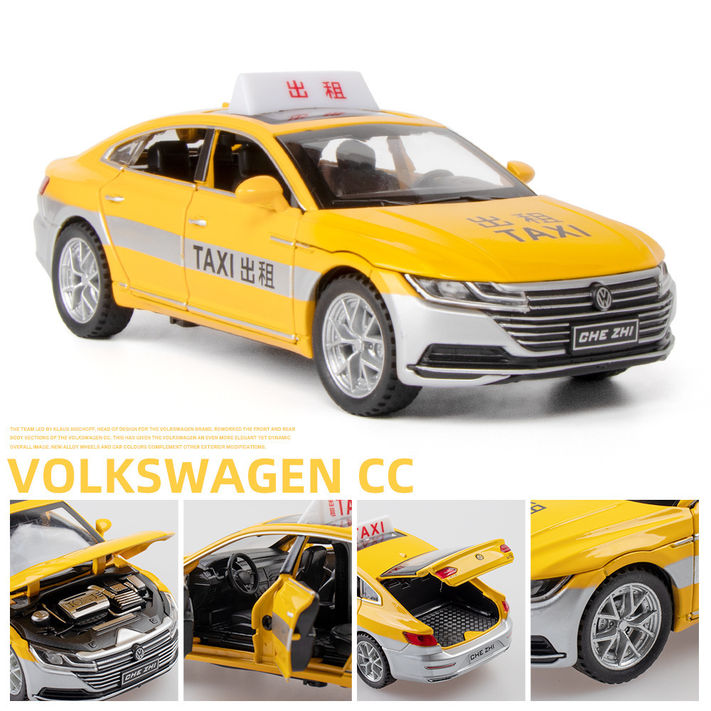 Coche de aleación modelo de coche 1:32 Volkswagen CC taxi Tire hacia atrás con sonido niño juguete coche modelo decoración colección