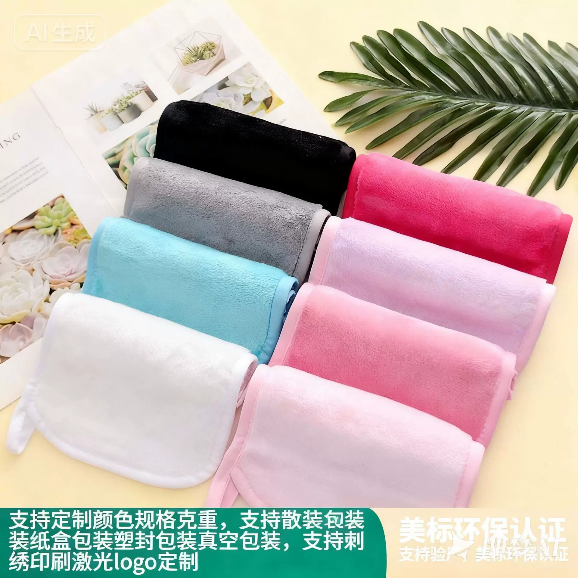 法兰绒卸妆毛巾批发女士方巾重复清水洁面美容院速干吸水