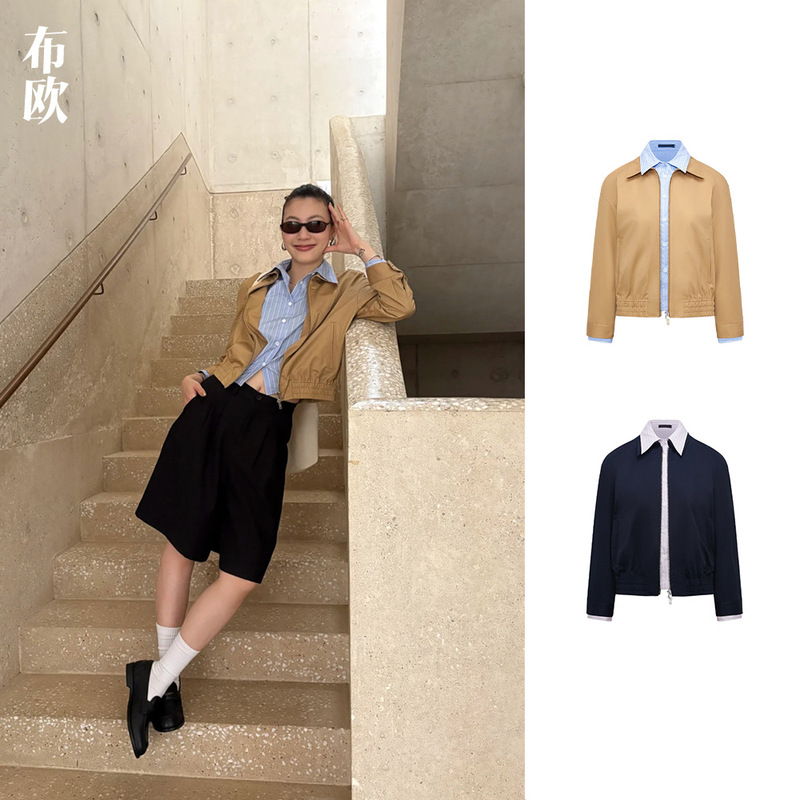 [Clearance, No Returns/Exchanges] Faux Two-Piece Color-Block Striped Short Jacket with Vintage Design Cardigan for Women