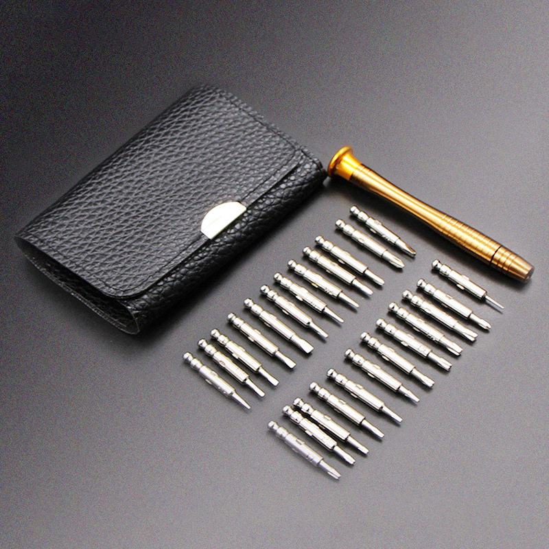 Leather case screwdriver multi-function combination tool 25-in-one multi-purpose mobile phone small home appliance disassembly repair tool