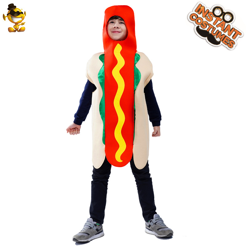 Los niños de Halloween parodia traje de perro caliente comida divertida fiesta de perro caliente Cosplay traje Cosplay