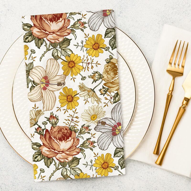 Temu New Daisy Printed Napkin Plant Colorfuled Paper Towel Amazon Home Decoration Square Tissue