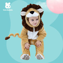 奇乐兔春秋法兰绒单层卡通造型系列男女宝宝可爱小狮子连体衣