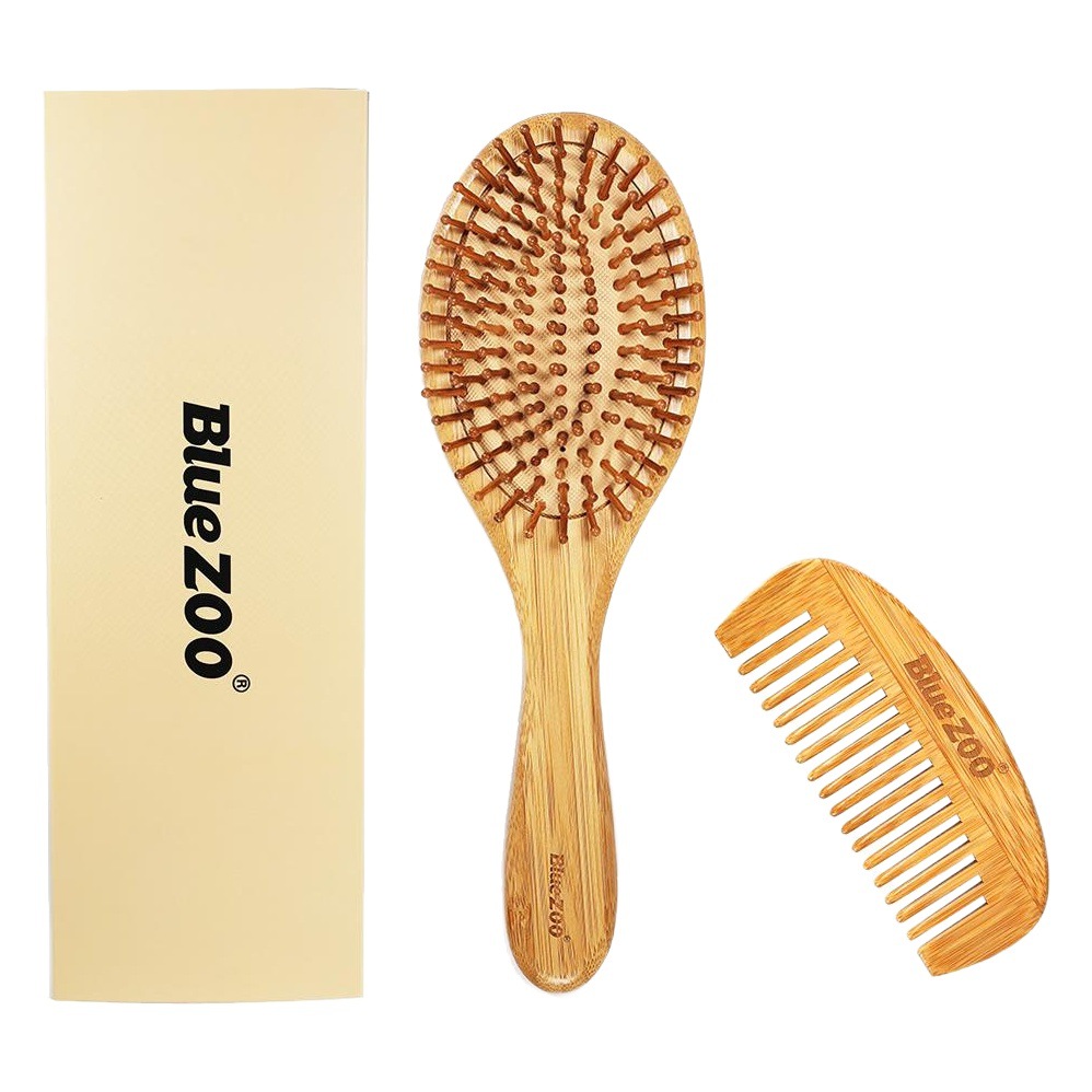 BlueZOO airbag antiestático herramientas de peluquería peine de masaje de bambú aguja Peine del pelo de la Media Luna peine 2 unidades traje 1 #