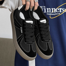 美式复古黑色德训鞋男2025夏季新款超火学生百搭运动透气休闲板鞋