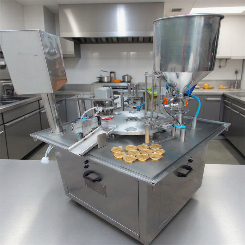 供应铝箔杯盒蜂蜜自动灌装封口机 转盘式蜂皇浆充填封口机