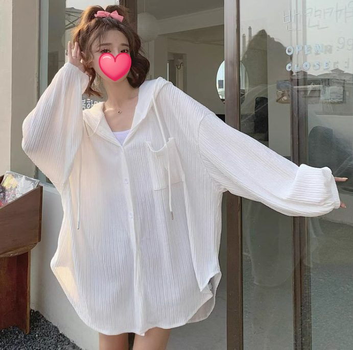 2026 Summer Lazy Style Loose-Fitting Outerwear, Lightweight, Breathable, Sun-Protective, Mid-Length, Long-Sleeved, Hooded Cardigan Top Jacket