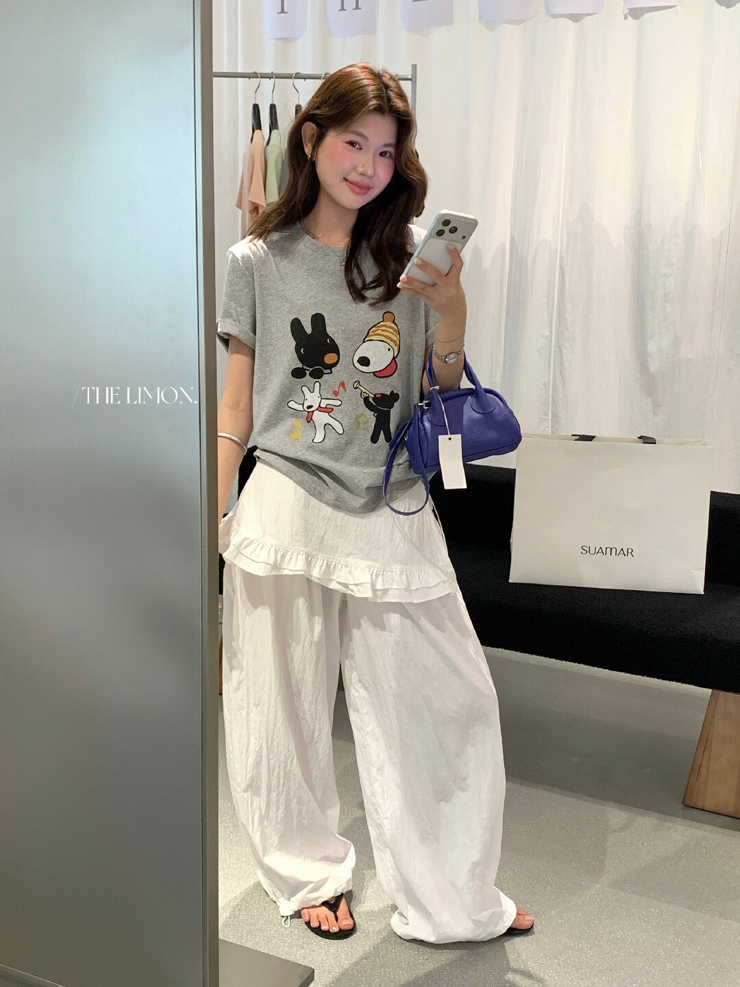 Quần culottes nữ ống rộng cạp cao, phối viền ren xếp tầng, dáng suông rộng, thanh lịch và thoải mái — màu đen, Xanh da trờicolor, màu trắng, Đá vôi chi tiết 25