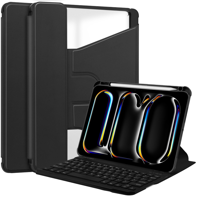 Suitable for iPad Air13 Rotating Bluetooth Keyboard Protective Cover Air11 10.9 Transparent Acrylic Case with Pen Slot