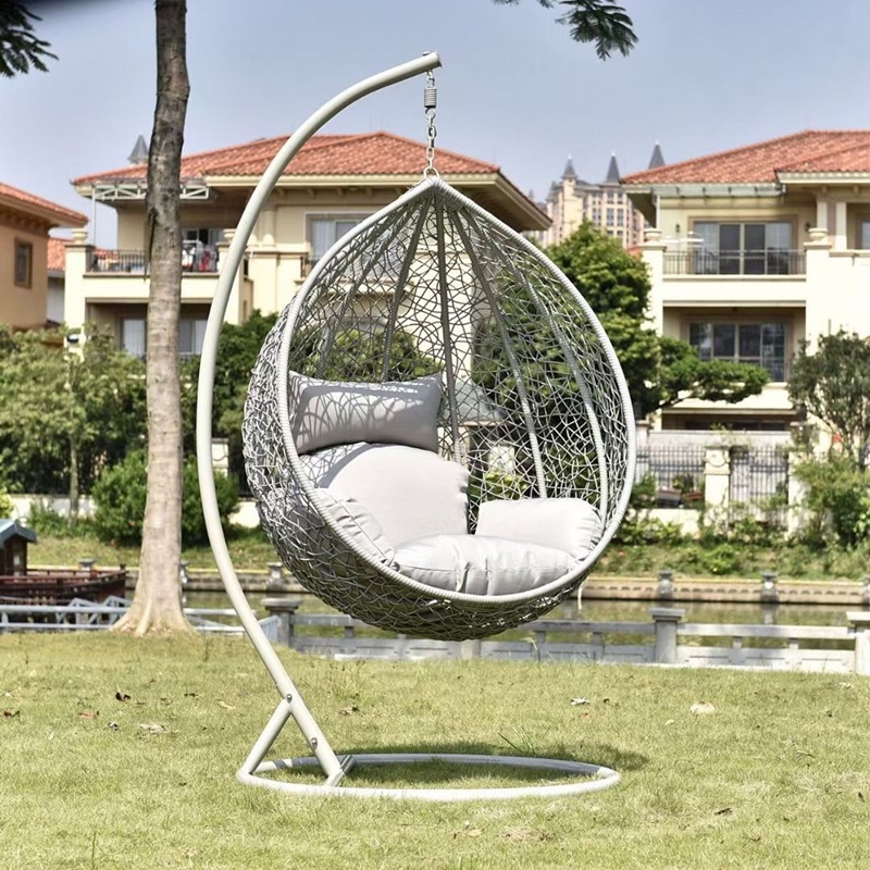Silla Mecedora Colgante Doble con Estructura Metálica, Móvil y Reclinable, para Parque y Balcón image 1