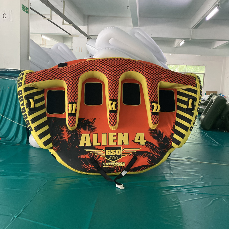 Suministro de fábrica de lanchas rápidas inflables marinas, sofá de arrastre, bote de aire de tracción de agua, anillo de arrastre de isla flotante al por mayor