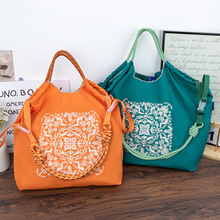 新款日系夏季度假风万针刺绣购物袋时尚环保休闲手提旅行单肩包潮