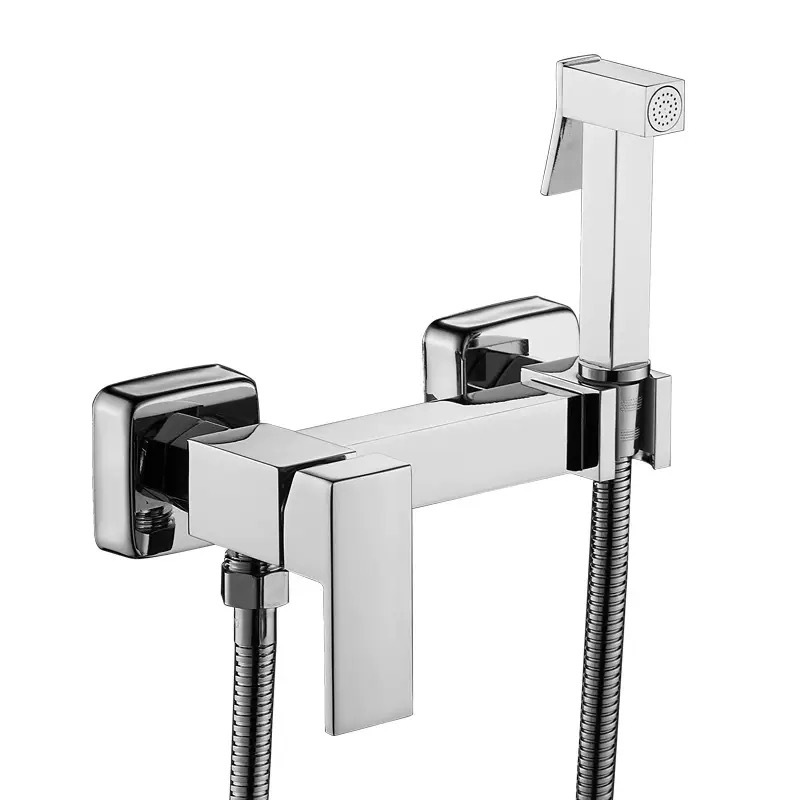 Bidé de cobre oculto para montaje en pared con pistola pulverizadora de alta presión, grifo de inodoro preinstalado para agua fría y caliente, transfronterizo